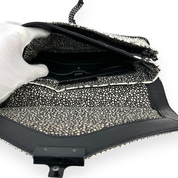 Loeffler Randall White Reptile Pattern Leather Envelope Crossbody Bag - Picture 12 of 14